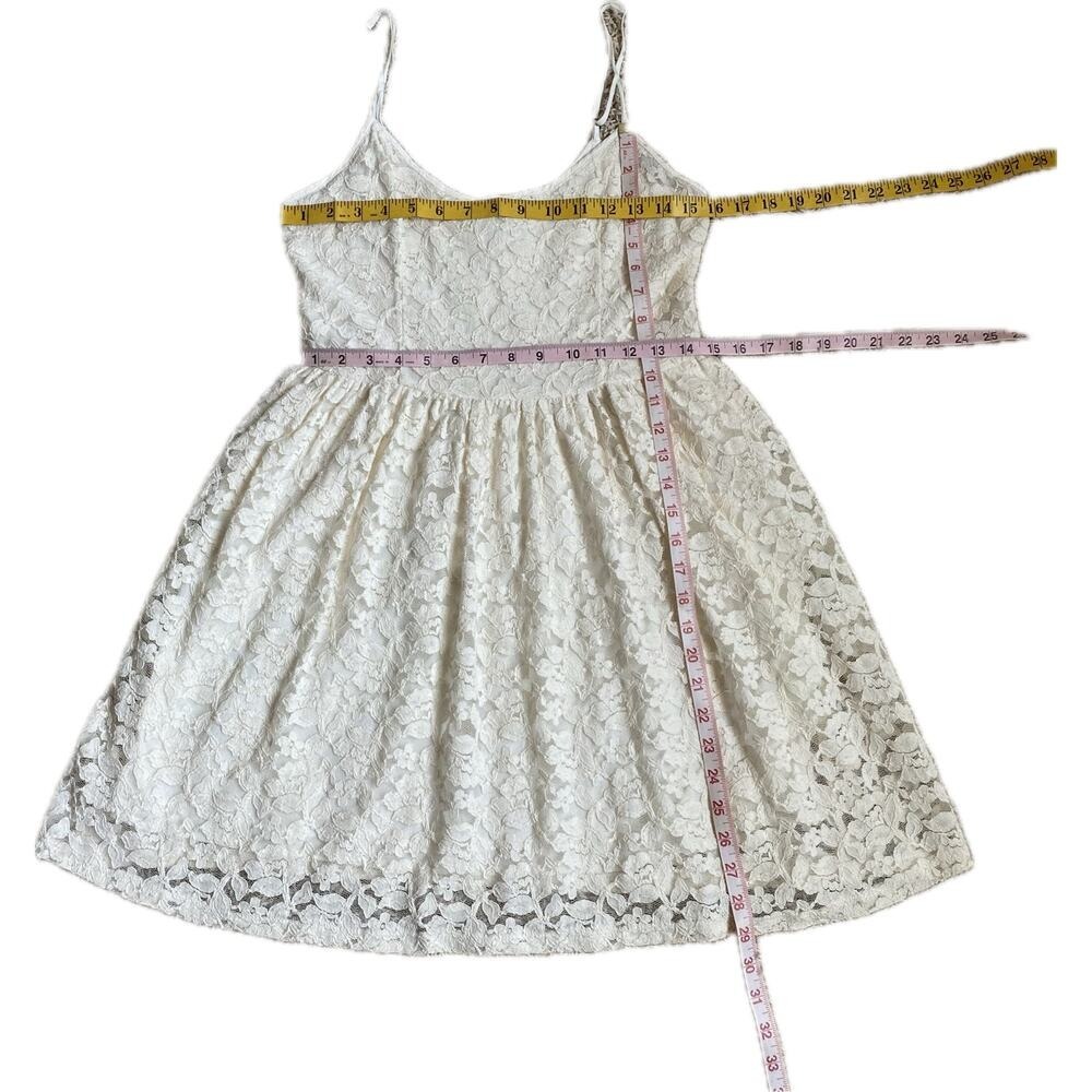 ABERCROMBIE & FITCH Ivory Lace Mini Dress Size L Y2K Babydoll Romantic Festival - Picture 6 of 10